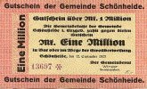 Deutschland 1 Mio.Mark 12.September Sachsen, Gemeinde Schönheide -