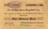 Deutschland 5 Mio. Mark 16.August Sachsen, Schweizerthal -