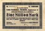 Sachsen 1 Mio.Mark 15.August Chemnitz, Maschinenfabrik Louis Neubauer -