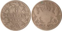 Baden 6 Kreuzer Baden, 6 Kreuzer, Leopold, 1840, ss -
