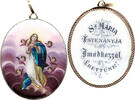 Österreich-Ungarn Marien Anhänger m. Email Sz Maria Istenanyja Imadkozzal Erettünk, Jugendstil, Maria, Engel, RR -