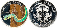 Republique Togolaise 1000 Francs 2006 African Fauna, Schlange, DISPHOLID... 76.29 £  +  47.68 £ shipping