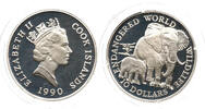 Cook Islands 10 Dollar Elizabeth II., 1952 - 2022, Afrikanischer Elefant, Endangered Wildlife -