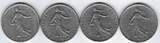 FRANCE . 1 Franc 1962,65, 67. Semeuse. Säerin. de O.ROTY. 4 EX. Gr. et p. chouette. Grosse und Kleine Heule . VF-/VF.