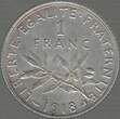 FRANCE. 1 Franc 1918. O.ROTY . die Münze hat eine versetzte Prägung . Légère Casquette. VF