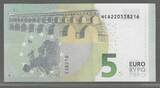 B.C.E., E.C.B. . 5 €uro. (2020) Code court, Kurtzcode: N020B6 . Fast NEU. AU-55.