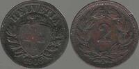 SVIZRA, SVIZZERA, SUISSE, SCHWEIZ. 2 Rappen. Doppelpräigung. Vorderseite und Rückseite. Double frappe avers et revers . -