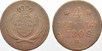 Sachsen-Albertinische Linie Cu 4 Pfennige Friedrich August I. 1806-1827. -