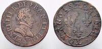 Frankreich Cu-Double Tournois Heinrich III. 1574-1589. -