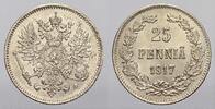 Russland Zar Nikolaus II. 1894-1917. 25 Pennia 1917  S Stempelglanz