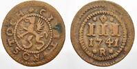 Mecklenburg-Rostock, Stadt Cu 3 Pfennig 1741 R Sehr sch&ouml;n 12.82 &pound;  +  21.36 &pound; shipping