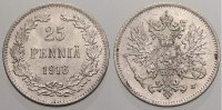Russland Zar Nikolaus II. 1894-1917. 25 Penniä 1 1916 Min. Belagreste. Fast stempelglanz