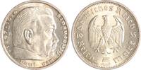 Drittes Reich 5 Reichsmark Paul von Hindenburg - ohne Hakenkreuz. -