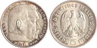 Drittes Reich 5 Reichsmark Paul von Hindenburg - ohne Hakenkreuz. -