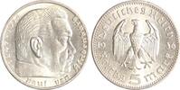 Drittes Reich 5 Reichsmark Paul von Hindenburg - ohne Hakenkreuz. -