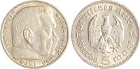 Drittes Reich 5 Reichsmark Paul von Hindenburg - ohne Hakenkreuz. -
