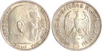 Drittes Reich 5 Reichsmark Paul von Hindenburg - ohne Hakenkreuz. -