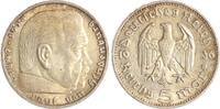 Drittes Reich 5 Reichsmark Paul von Hindenburg - ohne Hakenkreuz. -