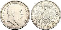 BADEN, GROSSHERZOGTUM 2 Mark 1907, Friedrich I., 1856-1907 UNC-