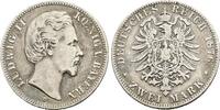BAYERN, KÖNIGREICH 2 Mark 1876. Ludwig II., 1864-1886 VF
