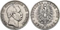 HESSEN, GROSSHERZOGTUM 5 Mark 1875. Ludwig III., 1848-1877 Sehr schön 117.04 £  +  43.35 £ shipping