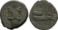 Republikanische Prägungen L. Calpurnius Piso Frugi As 90 v. Chr., Sehr schön