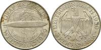 Weimarer Republik 3 Reichsmark 1930 D Weltflug Zeppelin Ger. Rf., Kr., etw. fleckig, EF
