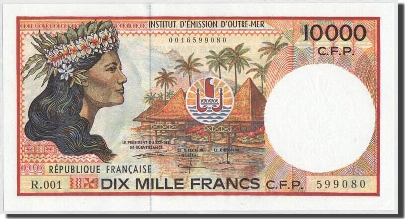 Как выглядят купюры мира French Pacific Territories 10,000 Francs 1995 Banknote, KM:4b UNC(65-70) MA-Shop