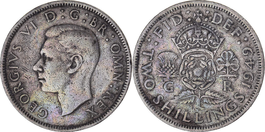 Great Britain Florin Two Shillings 1949 Coin George VI EF 40 45