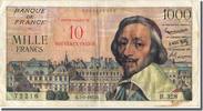 France 10 Nouveaux Francs on 1000 Francs Banknote, 1955-1959 Overprinted with -