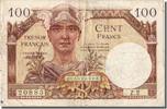 France 100 Francs Banknote, 1947 French Treasury, Fayette:VF -