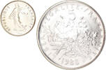 France 5 Francs Coin, Semeuse, Paris, Nickel Clad -