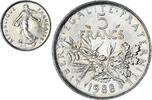 France 5 Francs Coin, Semeuse, Paris, Nickel Clad Copper-Nickel -