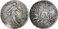 France 50 Centimes Coin, Semeuse, Paris, Silver, KM:854 -
