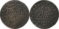 Swiss Cantons 1/2 Batzen-5 Rappen SWISS CANTONS, VAUD, Canton de Vaud, Billon -