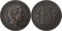 Spain 10 Centimos Alfonso XII, Madrid, Bronze, KM:675 -