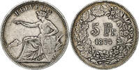 Switzerland 5 Francs Brussels, Silver, KM:11 -