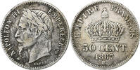 France 50 Centimes Napoleon III, Strasbourg, grand BB, Silver -