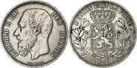 Belgium 5 Francs, 5 Frank Leopold II, Silver, KM:24 -