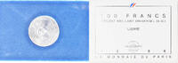France 100 Francs Coin, Statue de la Liberté, BU, Silver -