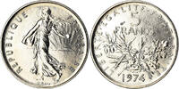 France 5 Francs Coin, Semeuse, Paris, FDC, Nickel Clad -