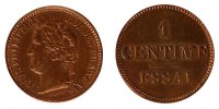 France 1 Centime Coin, Paris, Bronze, Gadoury:80 -