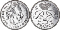 Monaco 5 Francs Coin, Rainier III, Copper-nickel, KM:150 -