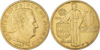 Monaco 50 Centimes Coin, Rainier III, Paris, Aluminum-Bronze -