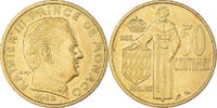 Monaco 50 Centimes Coin, Rainier III, Paris, Aluminum-Bronze -