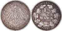 GERMANY - EMPIRE 1/2 Mark Coin, Hambourg, Silver, KM:17 -