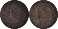 France 2 Centimes Coin, Napoléon III, Bordeaux, Chien / Dog -