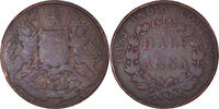 INDIA-BRITISH 1/2 Anna Coin, Copper, KM:447.1 -