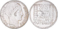 France 20 Francs Coin, Turin, Paris, Silver, KM:879 -