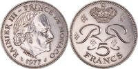 Monaco 5 Francs Coin, Rainier III, Copper-nickel, KM:150 -